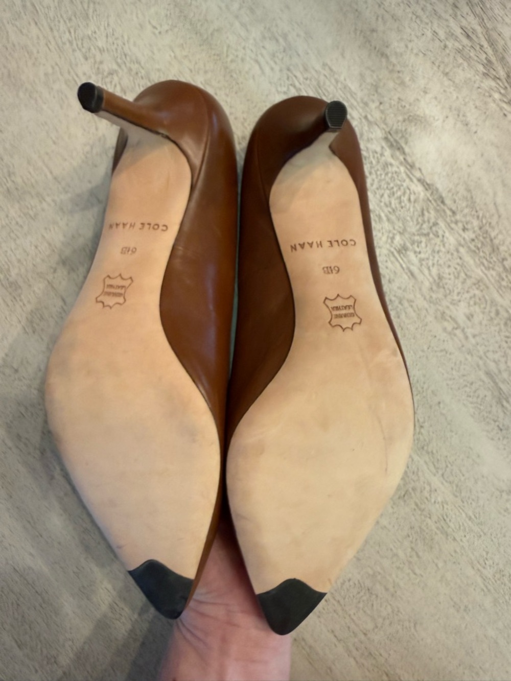 Cole Haan Brown Leather Pointed Toe Heels - Picture 4 of 4